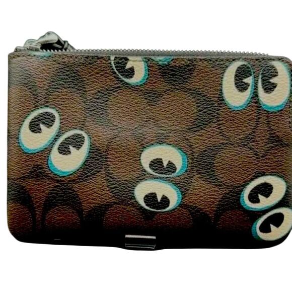 COACH Corner Zip Halloween Eyes Wristlet New with Tag MSRP $199 SOO very rare - Picture 1 of 7